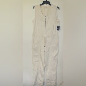 Lucky Brand Cream Sleeveless Zip-Front Jumpsuit